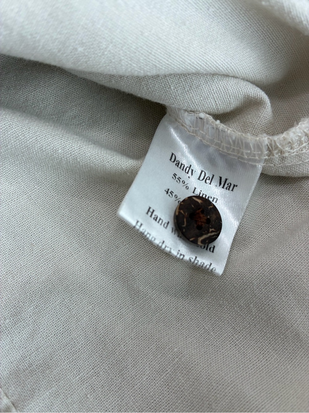 Dandy Del Mar Brisa Linen shirt in Vintage Ivory embroidered sz M - Picture 7 of 8